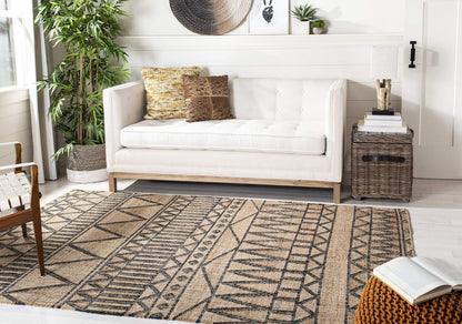 SAFAVIEH Kilim Collection Accent Rug - 3' x 5', Natural & Charcoal, Handmade Flat Weave Jute, Ideal for High Traffic Areas in Entryway, Living Room, Bedroom (KLM752A)