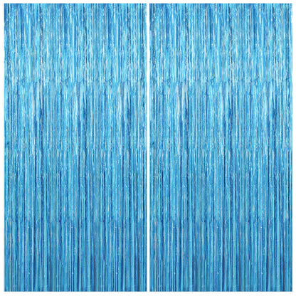2 Pack Party Decorations Blue Streamers Fringe Backdrop Ocean Themed Decorations Foil Curtain Backdrop Blue Birthday Baby Shower Bachelorette Christmas Party Decor Supplies