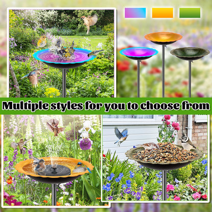 MeyRoliz Metal Bird Bath for Outside, Detachable Birdbath Birdfeeder Bowl, Freestanding Birdfeeders Bird Bath Bowl for Garden (Blue-Purple)