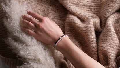 BERGERLIN Genuine obsidian bracelet with 925 Sterling silver - real obsidian bracelet with 4mm pearls, faceted - Size S