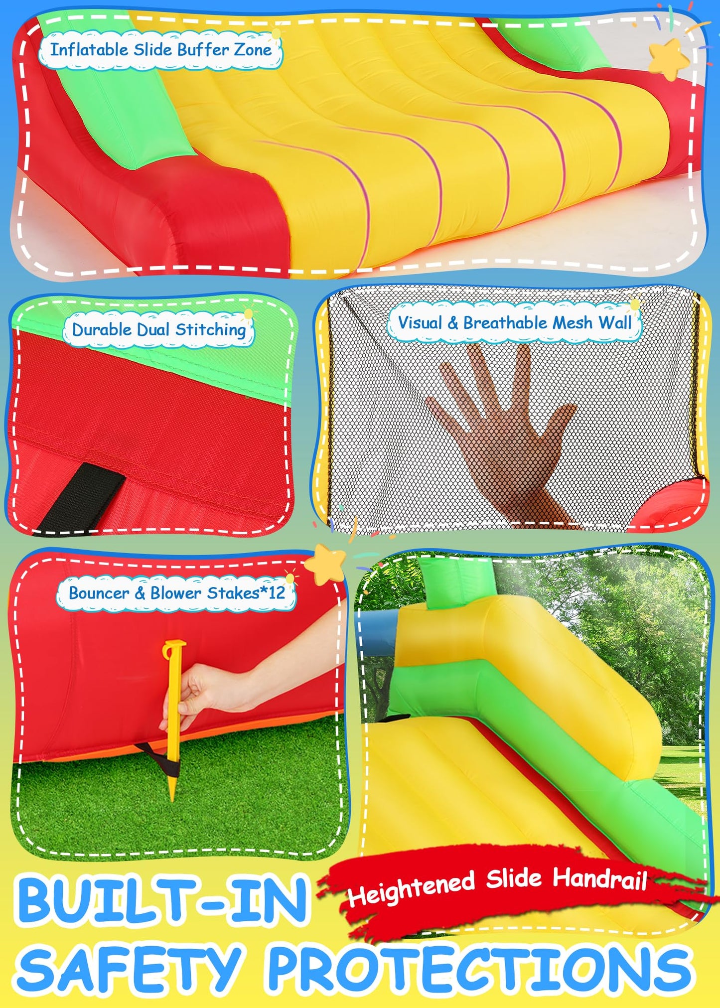 Whubefy 18x8.2FT Giant Inflatable Bounce House Obstacle Course for Big Kids 3-6 8-12 with Extra Large Slide, Racing Crawl Tunnels, Blow Up Race Track Bouncy Castle w/ 680W Blower for Backyard Outdoor