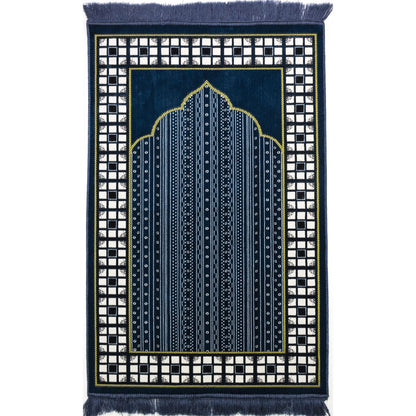 Modefa Prayer Mat - Thin Lightweight Velvet Turkish Muslim Prayer Rug - Prayer Rug Islam Men - Islamic Prayer Rug Sajjadah Prayer Mats Namaz Mat for Salah Islamic Gift Car Hanger - Vined Arch (Blue)