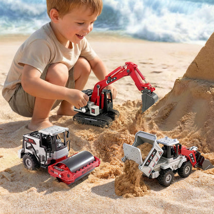 iPlay, iLearn Kid Construction Toy Trucks, Toddler Construction Vehicle Set W/Excavator Bulldozer Dump Truck, 3 PCS Friction Engineer Cars Sandbox Outdoor Play Birthday Gift 3 4 5 6 Yr Old Boy Girl