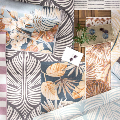 Tommy Bahama Lanai Palm Leaves Indoor Outdoor Area Rug, Leaf Tropical Design, UV Fade Resistant, Dark Grey/Ivory, 3'11"x5'2"