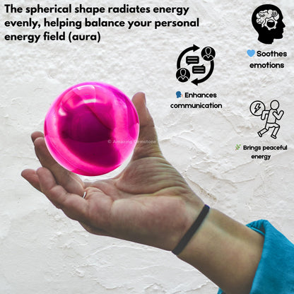 Amazing Gemstone Pink Onyx Crystal Ball with Stand - 2 Inches Crystal Sphere Meditation Balls for Witchcraft and Decorative Balls