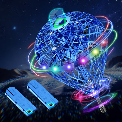 TrysGame Bouncing Fly Ball, Magic Hover Spinner with Dazzling Lights, Floating Cosmic Globe Party Toy, Christmas Birthday Gift for 6 7 8 9 10+ Year Old Boys Girls (Blue)