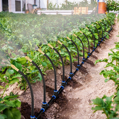 Geelin 49.21ft Garden Drip Irrigation System, 360° Adjustable Watering Kit with 16 Nozzles Automatic Irrigation Watering Misting System for Greenhouse, Yard, Lawn, Plant