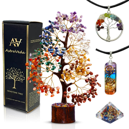 AstraVeda Crystal Tree, 7 Chakra Stones, Feng Shui, Healing Tree, Gemstones, Women Crystal Gifts, Healing Stones, Spiritual Gifts, Chakra Pyramid, Home Office Decor