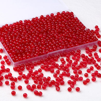 NUKAYAI 500Pcs Red Glass Beads for Bracelets, 6mm Round Glass Crystal Beads for Bracelet Jewelry Making Kits and DIY Crafts Earring Necklaces Suitable for Beginners(Red)