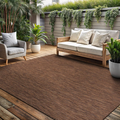 Washable Indoor Outdoor Rug Weather Resistant Carpet Modern Solid for Porch Deck Balcony Backyard Patio Rug 5x7 Gold Brown