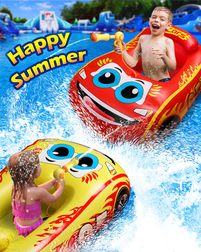 HopeRock Kids Pool Float with Water Gun - Inflatable Ride-on Swimming Toy for Boys Aged 3-8, Summer Fun (Red)