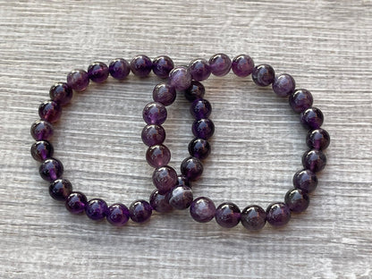 GAF TREASURES Amethyst Crystal Bead Bracelet 8mm, Genuine Purple Amethyst Stretch Gemstone Bracelet, Healing Crystal Bracelet, Gift for Men & Women (1)