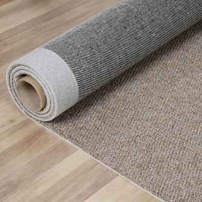 jxgzyy 100% Wool Area Rug 5'×7', All-Natural Plateau Wool Carpet with Cotton Backing, 0.28'' Low Pile Non-Shedding Modern Minimalist Style for Bedroom Living Room and Home Office, Solid Brown
