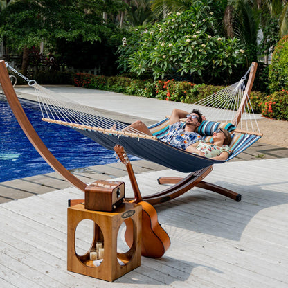 Lazy Daze Hammocks 12 FT Quilted Fabric Double Hammock with Spreader Bars and Detachable Pillow, 450lbs Weight Capacity