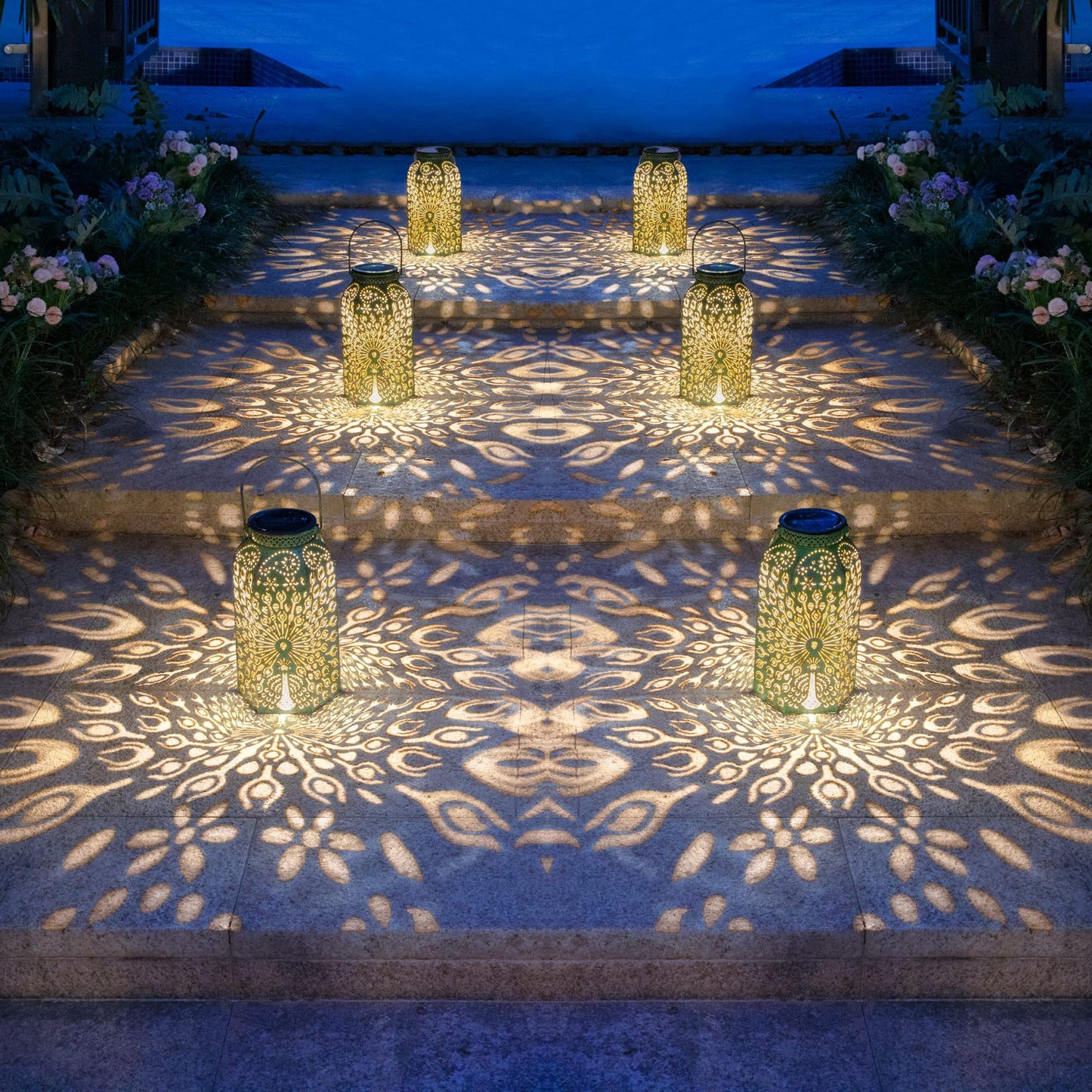 Homeimpro Solar Outdoor Lanterns Waterproof Peacock Gardening Gifts for Mom, Big Solar Garden Yard Art, Outside, Patio, Birthday Mothers' Day Gifts Grandma Wife (2Pack, Antique Green)
