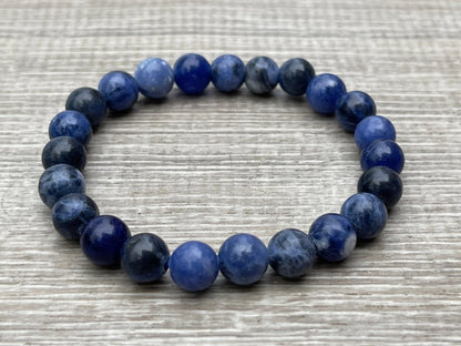 GAF TREASURES Sodalite Crystal Bead Bracelet 8mm, Genuine Sodalite Stretch Gemstone Bracelet, Healing Crystal Bracelet, Gift for Men & Women (1)