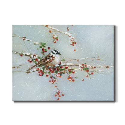 Renditions Gallery Canvas Abstract Wall Art Home Paintings & Prints Artwork Innocent Winter Woodpecker Glam Wall Hanging Snowy Modern Decorations for Bedroom Office Kitchen - 8"x12" LT20