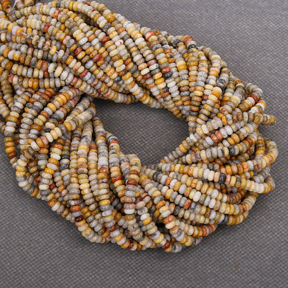 BONNY BOXX 1 Strand Natural 2 * 4mm Crazy Lace Agate Rondelle Beads, Natural Abacus Disk Stone Beads Loose Spacer Gemstone for DIY Bracelet Necklace Jewelry Making