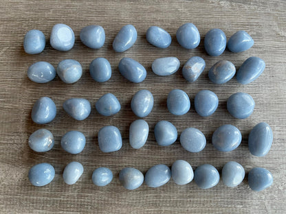 GAF TREASURES 5 Pcs Angelite Tumbled Stones, Polished Angelite Gemstone, Angelite Healing Crystals (Angelite)