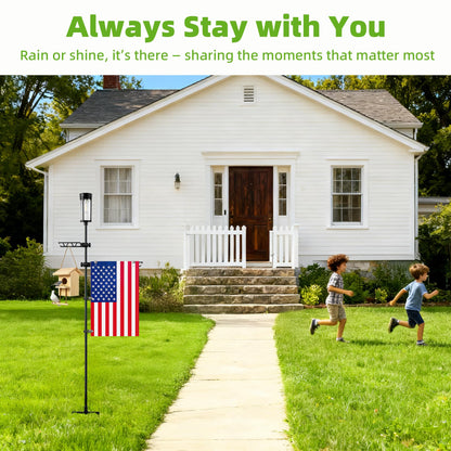 Garden Flag Stand with Solar Light for Outside 12 x 18 Inch Flags, Heavy Duty Aluminum Alloy Yard Flag Holder with Clip, Weatherproof Outdoor Flag Pole