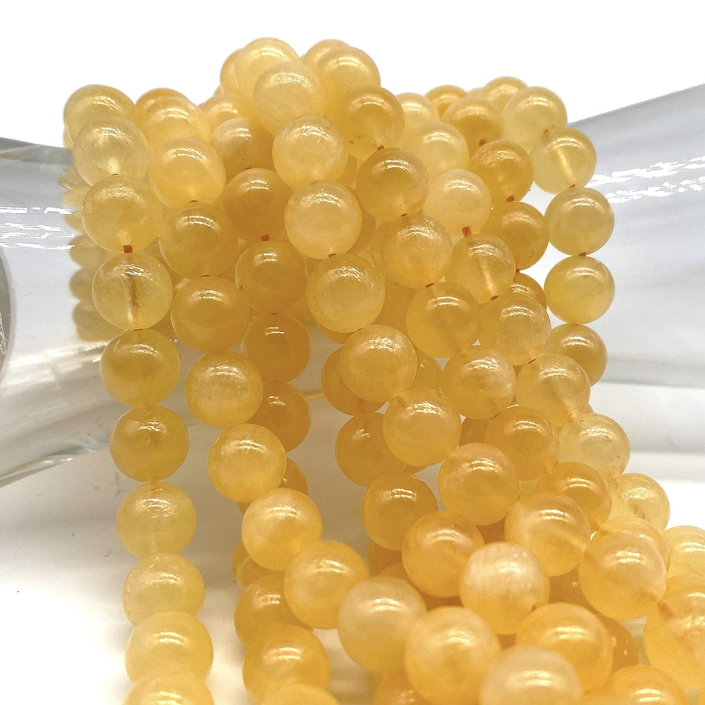 ABCGEMS Moroccan Golden Sunset Selenite Beads AKA Honey Calcite (Gorgeous Color- Mohs Hardness 4) DIY Jewelry Making Beading Supplies - Smooth Round 10mm