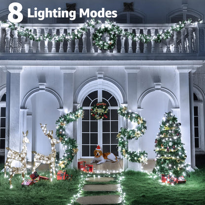 Ccinny 196FT 600 LED Christmas Lights Outdoor Waterproof, Timer & Memory Function, 8 Modes Cool White String Lights Plug in Twinkle Lights for Xmas Tree Holiday Garden Indoor Party Decor