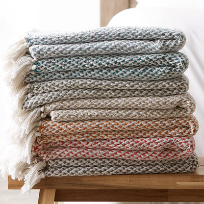 DII Woven Throw Collection 100% Cotton, Basketweave, 50x60, Spice