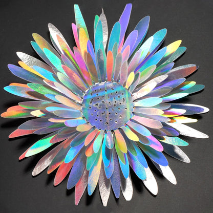Cheerland Iridescent Wall Decals Peel and Stick Floral Wall Decor Stickers 3D Flower Wall Decal Holographic Iridescent Party Decorations Teal Mandala 3D Flowers Sticker Door Decoration Bedroom Murals