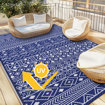 StepLively Outdoor Rug 5x8 ft, Reversible Waterproof Outdoor Plastic Straw Rug, Patio Rug Waterproof, Outdoor Large Area Rug for RV, Camping, Garden, Porch, All-Weather & Easy to Clean(Blue)