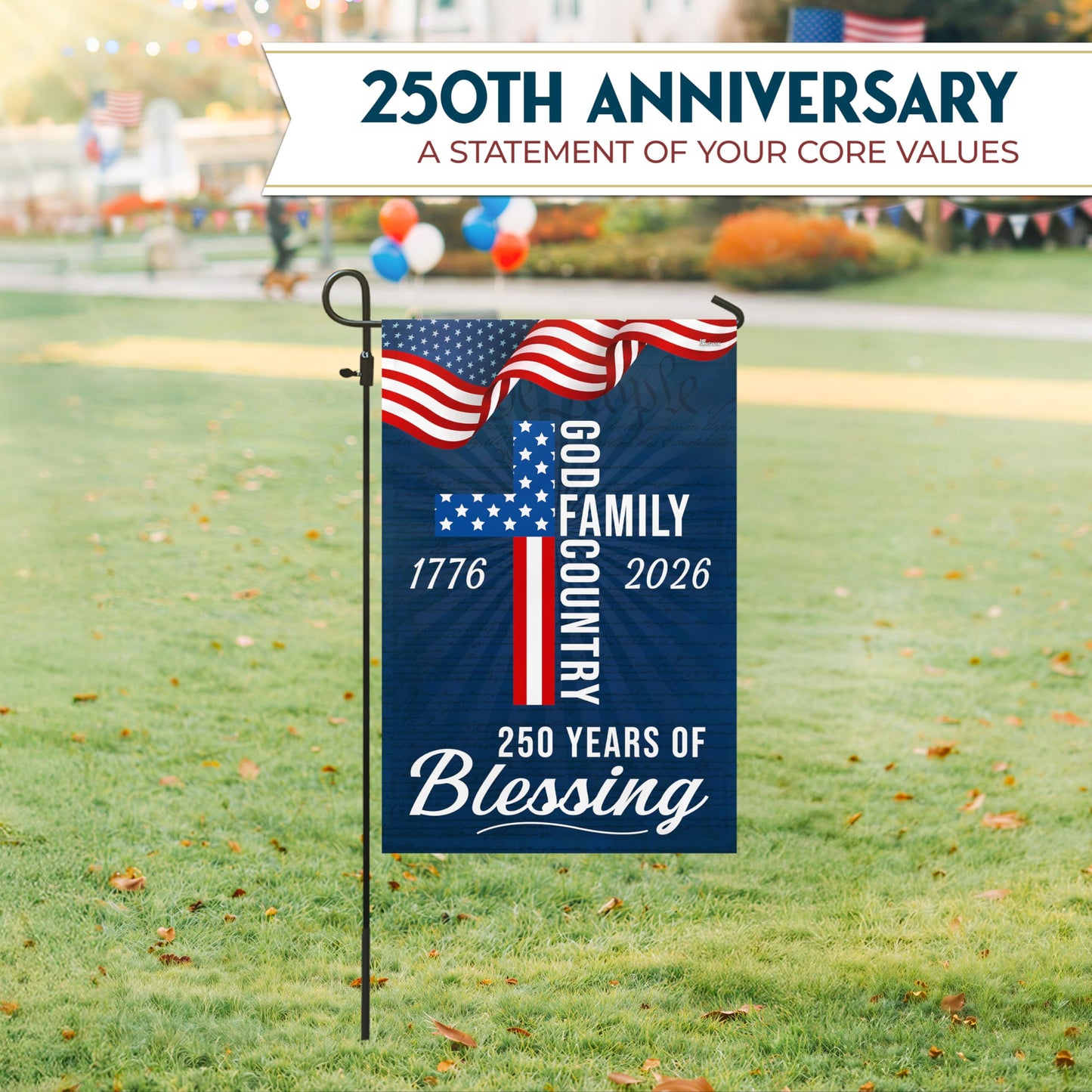 FLAGWIX American 250 Years of Blessing Flag - Polyester Double-sided Yard Flags For Outside Garden Flag (11.5" x 17.5") - 4th of July Decorations for Home Yard Garden Decor Banner, Gifts For Men Women