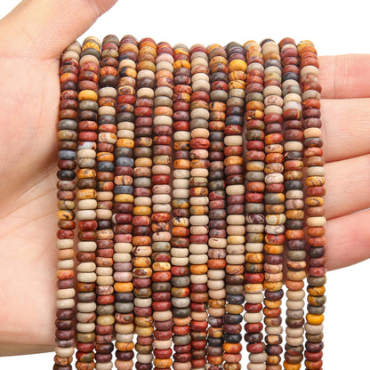 BONNY BOXX 1 Strand (150PCs) Natural 2 * 4mm Picasso Red Turquoise Rondelle Beads, Natural Abacus Disk Stone Beads Loose Spacer Gemstone for DIY Bracelet Necklace Jewelry Making
