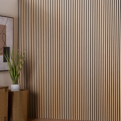 Wood Panels for Wall - Oak Acoustic Wall Panels - 4PK Wall Wood Panels - 94.49” x 12 - Soundproof Wood Wall Panels for Decor - Acoustic Slat Wood Wall Panels for Interior Decoration of Walls (Oak)