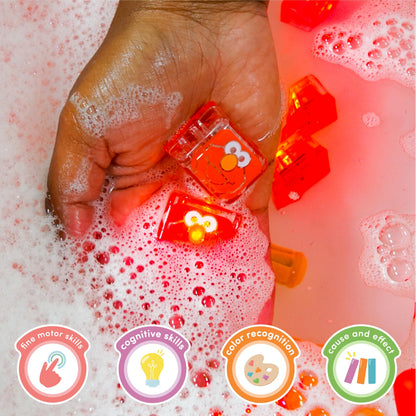 Glo Pals x Sesame Street Water-Activated Light-Up Cubes for Sensory Play (Elmo - Cubes with Character)