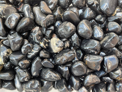 GAF TREASURES 5 Pcs Black Onyx Tumbled Stones, Polished Natural Black Onyx Gemstone, Black Onyx Healing Crystals
