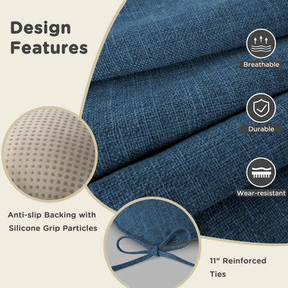 AddGrace Chair Cushions for Dining Chairs Set of 1 Kitchen Seat Cushions with Ties and Non Slip Backing Tufted Indoor Seat Pad for Kitchen Dining Room 18" x 17" x 3" Navy