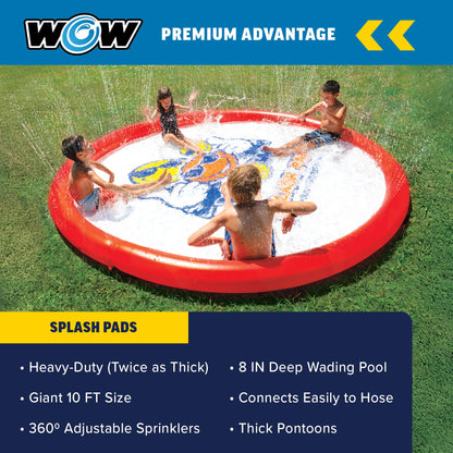 WOW Sports Giant Splash Pad, Durable wading pool with Built in Sprinklers