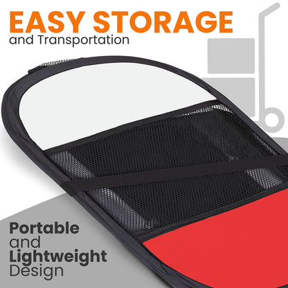 SereneLife On-The-Go Foldable Portable Pet Tent 8-Panel Playpen for Dog & Cat w/Food/Water Bowl, Mesh Exercise Puppy Playground, Pet House Indoor & Outdoor, Travel & Camping Pet Kennel (Red- Medium)