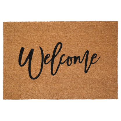 Calloway Mills Cursive Welcome Doormat (Tan/Black, 24" x 36")