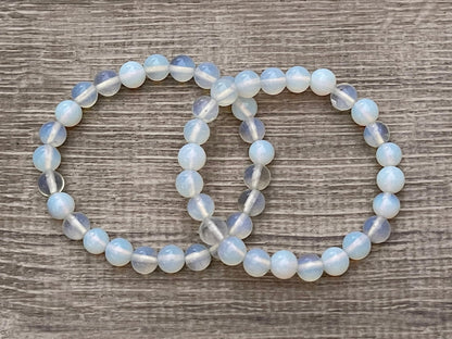 GAF TREASURES Opalite Crystal Bead Bracelet 8mm, Genuine Opalite Stretch Gemstone Bracelet, Healing Crystal Bracelet, Gift for Men & Women (1)