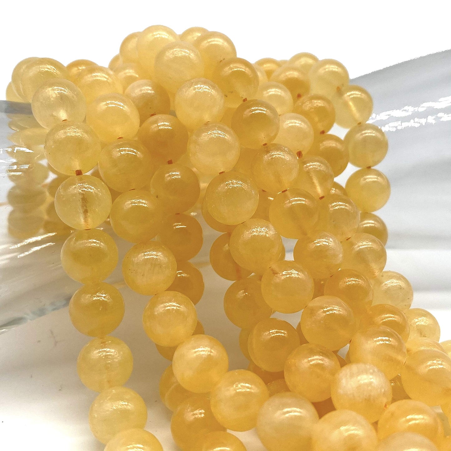 ABCGEMS Moroccan Golden Sunset Selenite Beads AKA Honey Calcite (Gorgeous Color- Mohs Hardness 4) DIY Jewelry Making Beading Supplies - Smooth Round 10mm