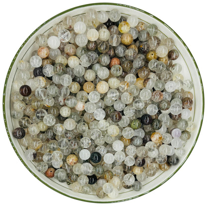 WHNKFB 8mm 50PCS Natural Green Phantom Quartz Round Beads, Smooth Polished Loose Crystal Beads for Jewelry Making Craft - 6mm 8mm 10mm Options with Free Elastic Cord