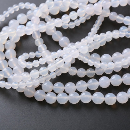 90PCS 4MM White Opal Natural Gemstone Round Stone Beads for Jewelry Making DIY Energy Stone Healing Power Bracelet 15"