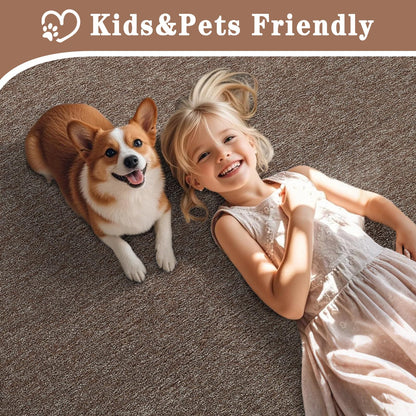 FALARK 4x6 Area Rugs for Bedroom Living Room, Brown Soft Low-Pile Modern Indoor Thickened Memory Foam Non-Slip Washable Carpets for Kids Dorm Home Decor Rug