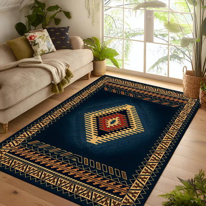 Southwestern Boho Tribal Area Rug 4x6 ft, Southwestern Geometric Pattern Carpet, Non-Slip Soft Floor Mat for Living Room Bedroom Home Decor