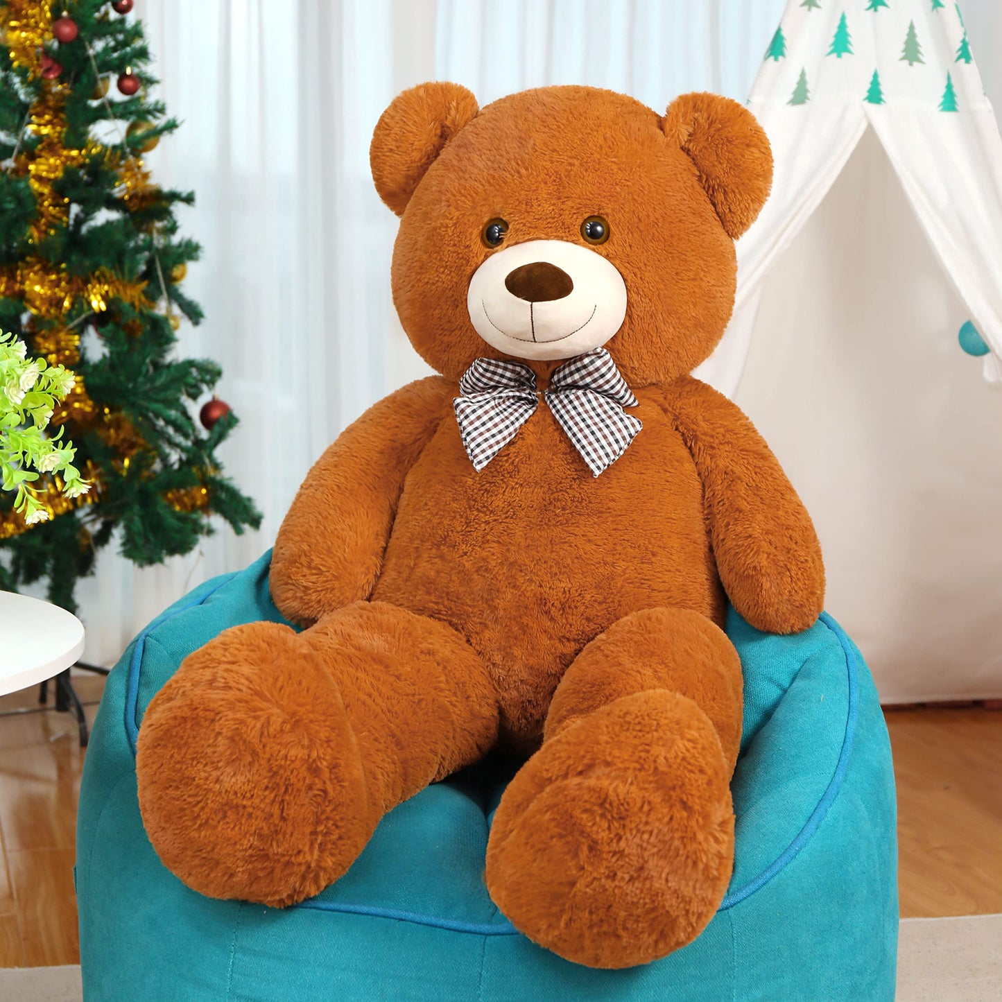 Toys Studio 47 Inch Big Teddy Bear Giant Teddy Bear Stuffed Animal 4ft Dark Brown Plush Toy for Baby Shower Party Decorations Kids Christmas Valentine's Day Gifts