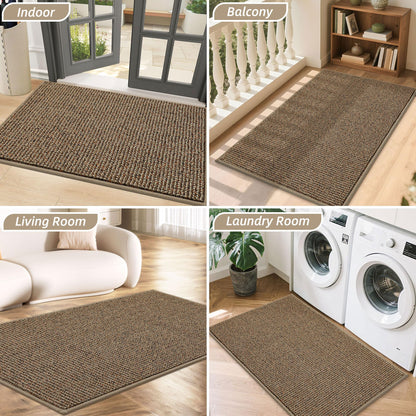 BEQHAUSE Dirt Trapper Door Mat 20" x 32", Non-Slip Washable Doormats Entrance Mat, Dirt Resistant and Absorbent Welcome Mat, Low Profile Floor Mats for Front Back Door and Entryway, Beige