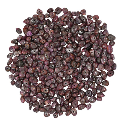 Ruby Pre Drilled Natural Crystals Crushed Chips Beads for Jewelry Making, DIY Handmade Healing Crystals (25 Inch Strand)