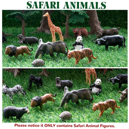 Toymany 14PCS 1-2" Tiny Jungle Animal Figures Toy, Realistic Mini Jungle Zoo Animal Figurines Cake Topper Toy Set, Easter Egg Christmas Birthday Gift Party Favor School Project for Kids Toddlers