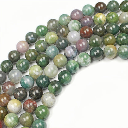 MJDCB AAA Natural Round India Agate Stone Beads Onyx Loose Beads for DIY Necklace Bracelat Jewelry Making Strand 15" (6mm)
