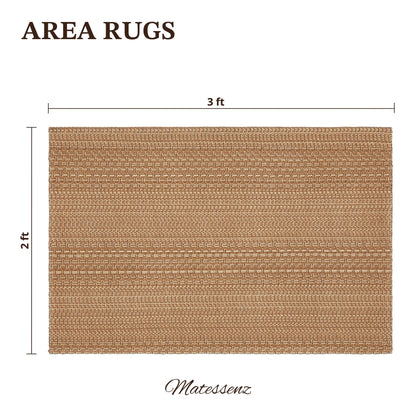 MatEssenz 2x3 Textured Washable Entry Rug, Natural Woven Low-Profile Door Mat with Non-Slip TPR Backing, Brown, for Entryway, Kitchen, Laundry Room